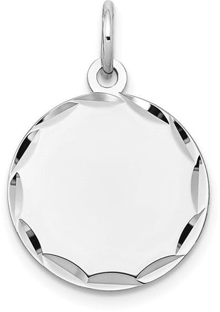 23mm x 16mm 14k White Gold Etched .027 Gauge Engraveable Round Disc Charm