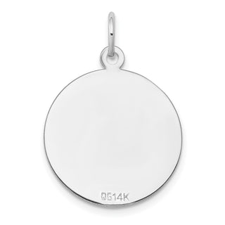 27mm x 19mm 14k White Gold Etched .018 Gauge Engraveable Round Disc Charm