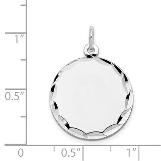 27mm x 19mm 14k White Gold Etched .018 Gauge Engraveable Round Disc Charm