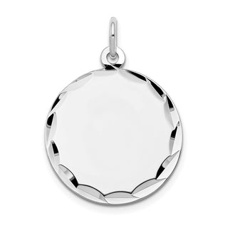 27mm x 19mm 14k White Gold Etched .018 Gauge Engraveable Round Disc Charm