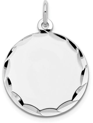 27mm x 19mm 14k White Gold Etched .011 Gauge Engraveable Round Disc Charm