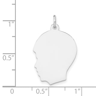 14k White Gold Plain Medium.009 Depth Facing Left Engravable Boy Charm XWM61/09