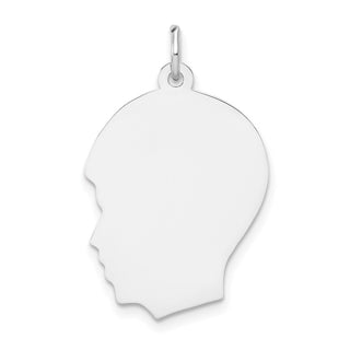14k White Gold Plain Medium.009 Depth Facing Left Engravable Boy Charm XWM61/09
