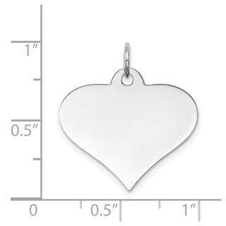 14k White Gold Plain .035 Gauge Engravable Heart Disc Charm