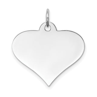 14k White Gold Plain .035 Gauge Engravable Heart Disc Charm