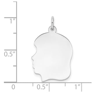 14k White Gold Plain Medium.009 Depth Facing Left Engravable Girl Charm XWM62/09