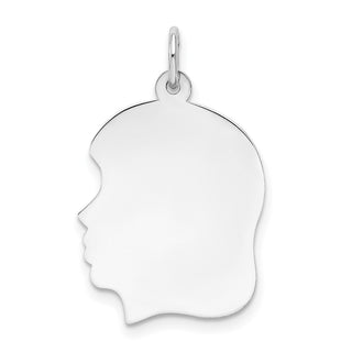 14k White Gold Plain Medium.009 Depth Facing Left Engravable Girl Charm XWM62/09