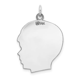14k White Gold Plain Large Facing Right Engravable Boy Charm XWM65/13