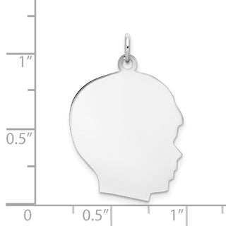 14k White Gold Plain Large Facing Right Engravable Boy Charm XWM65/13