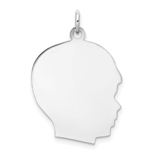 14k White Gold Plain Large Facing Right Engravable Boy Charm XWM65/13