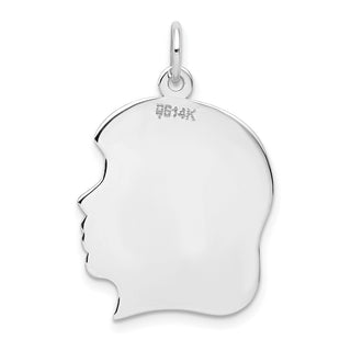 14k White Gold Plain Large Facing Right Engravable Girl Charm XWM66/18