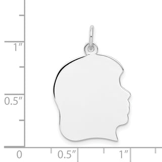 14k White Gold Plain Large Facing Right Engravable Girl Charm XWM66/13