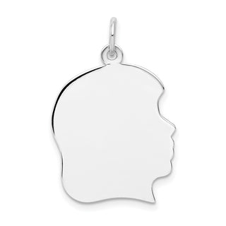 14k White Gold Plain Large Facing Right Engravable Girl Charm XWM66/18