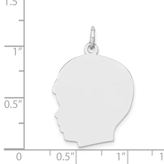 14k White Gold Plain Large Facing Left Engravable Boy Charm XWM67/13