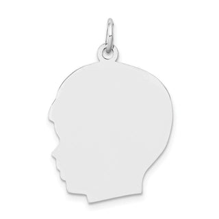14k White Gold Plain Large Facing Left Engravable Boy Charm XWM67/13