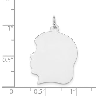 14k White Gold Plain Large Facing Left Engravable Girl Charm XWM68/18