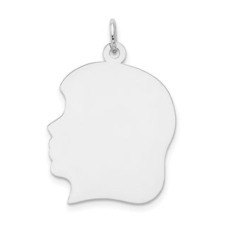 14k White Gold Plain Large Facing Left Engravable Girl Charm XWM68/18