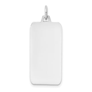 14k White Gold Plain .027 Gauge Rectangular Engravable Dog Tag Pendant