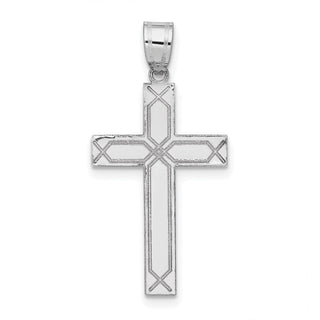 14k White Gold Solid Cross Pendant XWR29