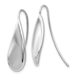 14k White Gold 27mm Curved Tear Drop Wire Earrings