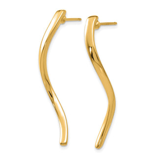 14k Yellow Gold 39mm Long Curled Stud Earrings