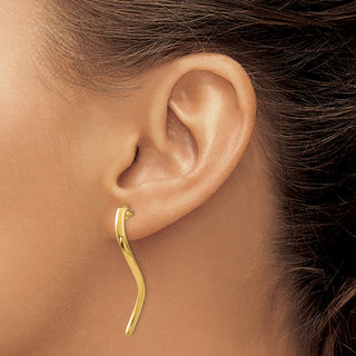 14k Yellow Gold 39mm Long Curled Stud Earrings