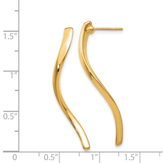 14k Yellow Gold 39mm Long Curled Stud Earrings