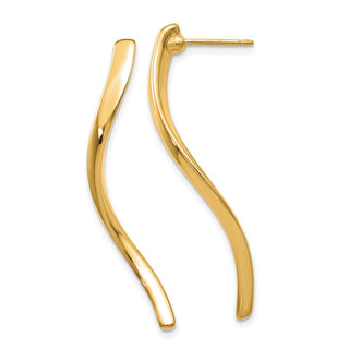 14k Yellow Gold 39mm Long Curled Stud Earrings