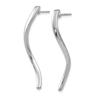 14k White Gold 39mm Long Curled Stud Earrings