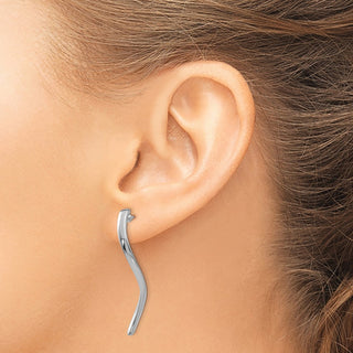 14k White Gold 39mm Long Curled Stud Earrings