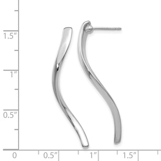 14k White Gold 39mm Long Curled Stud Earrings