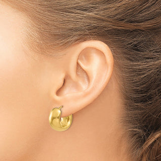 14k Yellow Gold 18mm Wide Puffed Hoop Earrings