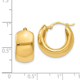 14k Yellow Gold 18mm Wide Puffed Hoop Earrings