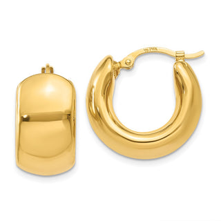 14k Yellow Gold 18mm Wide Puffed Hoop Earrings