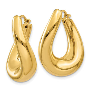 14k Yellow Gold 23mm Twisted Oval Hoop Earrings