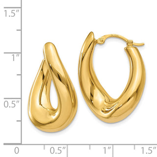 14k Yellow Gold 23mm Twisted Oval Hoop Earrings