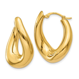 14k Yellow Gold 23mm Twisted Oval Hoop Earrings