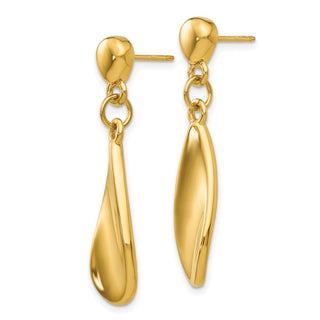 14k Yellow Gold 36mm Tear Drop Dangle Post Earrings