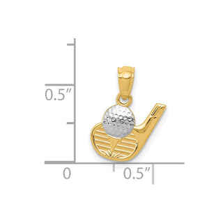 14k Yellow Gold And Rhodium Golf Pendant