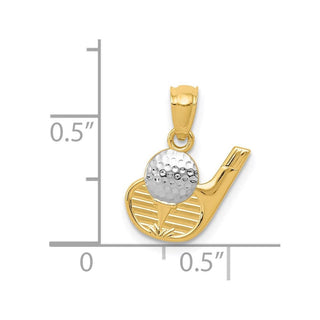 14k Yellow Gold And Rhodium Golf Pendant