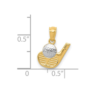 14k Yellow Gold And Rhodium Golf Pendant