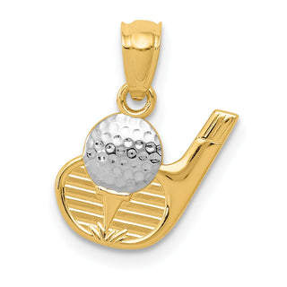 14k Yellow Gold And Rhodium Golf Pendant