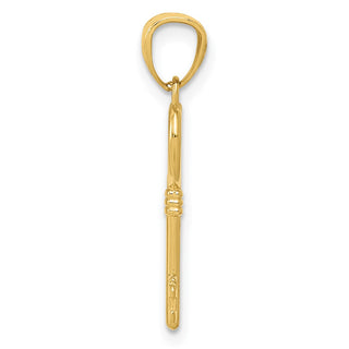 14k Yellow Gold Polished 3D Heart Key Pendant YC1029