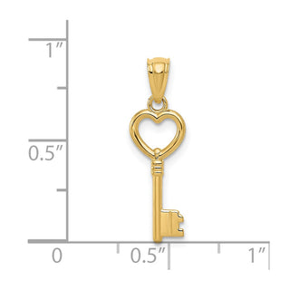 14k Yellow Gold Polished 3D Heart Key Pendant YC1029