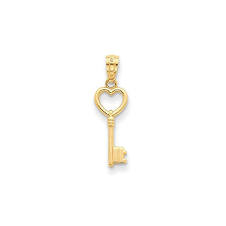 14k Yellow Gold Polished 3D Heart Key Pendant YC1029