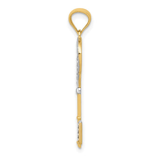 14k Yellow Gold and White Rhodium Polished Heart Key Pendant YC1031