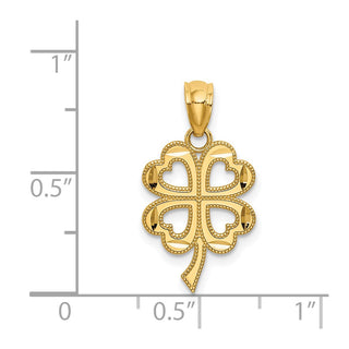 14k Yellow Gold Four Leaf Clover Pendant