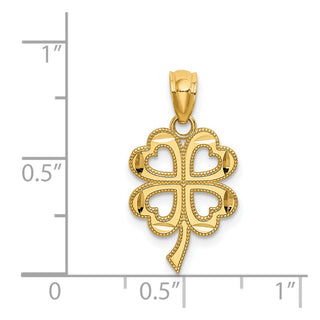 14k Yellow Gold Four Leaf Clover Pendant