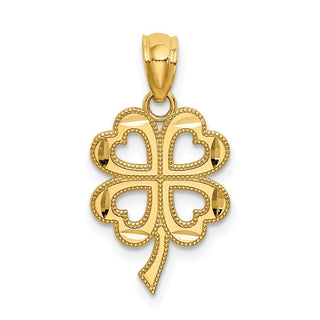 14k Yellow Gold Four Leaf Clover Pendant
