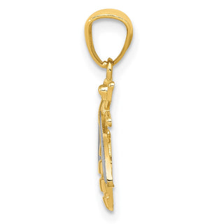 14k Yellow Gold And Rhodium Bee Pendant